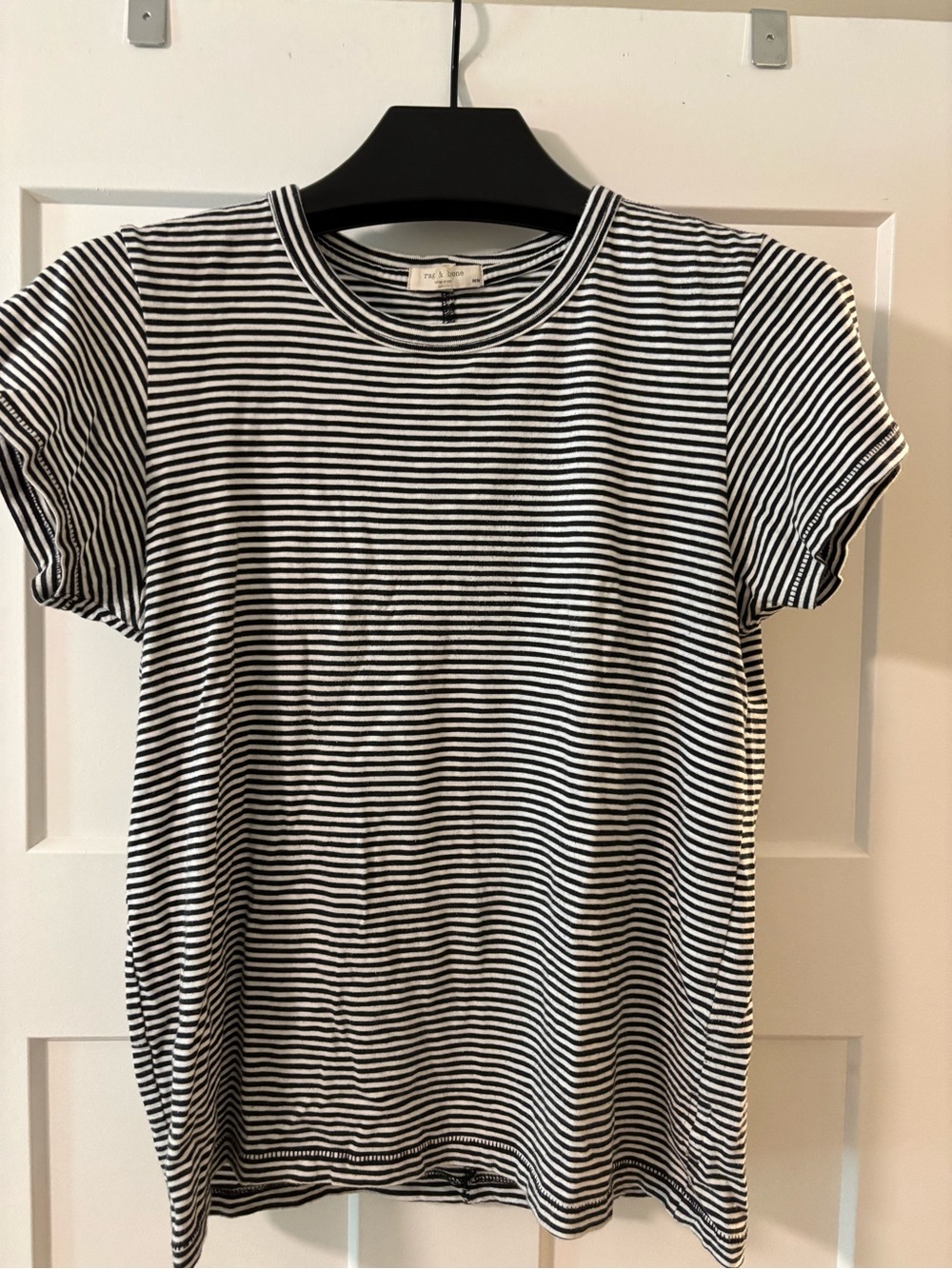 rag & bone Black and White Striped Short Sleeve Tee size medium
